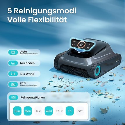 Der Poolroboter Scuba S1 bietet mehrere Reinigungspläne.