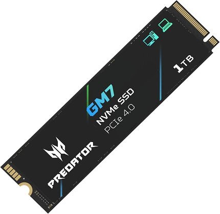 Dank PCI-Express 4.0 ×4, bis zu 7.400 MB/s und TLC-NAND bietet die Acer GM7 eine gute Praxisleistung.