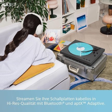 Der Anschluss erfolgt klassisch per Phono-Vorverstärker oder per Bluetooth.