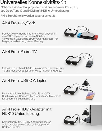 Für die RayNeo Air 4 Pro gibt es eine große Auswahl an optionalem Zubehör.