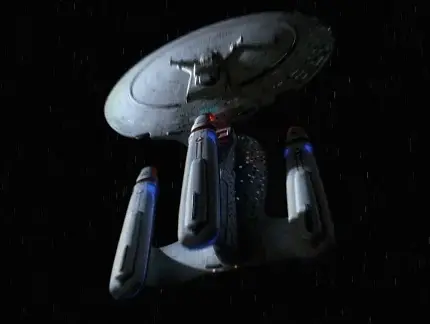 Die Enterprise-D aus der alternativen Zukunft des TNG-Finales.