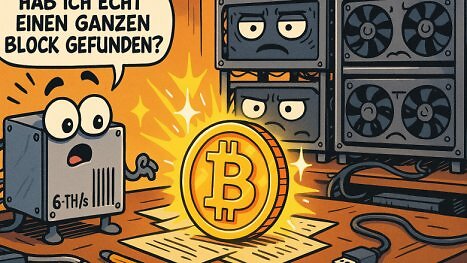 Hobby-Miner knackt Bitcoin-Block mit nur 6 TH/s - Trefferchance wohl 1 zu 180 Millionen