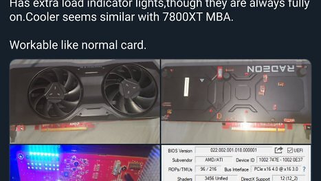 Radeon RX 7700 XT: Prototyp für AMDs Referenzdesign aufgetaucht