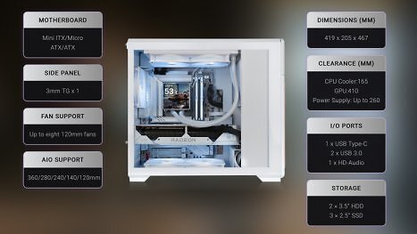 TR300: Thermaltake-Gehäuse mit Netzteil hinter der Front, Holzoptik und KI