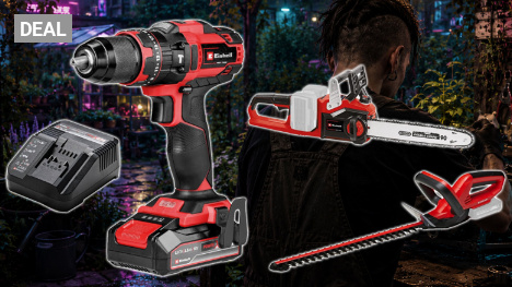 Auf 47 € senkt Amazon Einhell-Set aus Schlagbohrschrauber und 18V-Akku: Kettensäge & Heckenschere unter Vergleichspreis