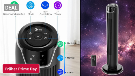Prime Day Preis zu 54 % vergriffen: Turmventilator von Midea für 45 € - auch Philips reduziert