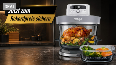 Ninja Crispi Pro XL fällt auf Rekordpreis: Glas-Airfryer mit 5,7 Litern und Meal-Prep-Deckeln für 172 €