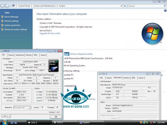 AMD 780G: Biostar gibt das TA780G M2+ offiziell für den Phenom 9850 frei, eine gute Gehäusedurchlüftung ist allerdings Pflicht (Bild: Vr-Zone.com)