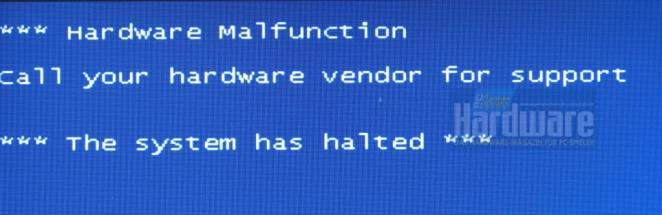 Bluescreen beim MSI P55-GD65 aus Test-PC 5. Nach einem Neustart lief das System problemlos weiter.