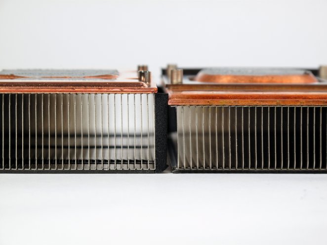 Geforce GTX 570 im Test: Rechts der Kühler der GTX 570, links der der GTX 580