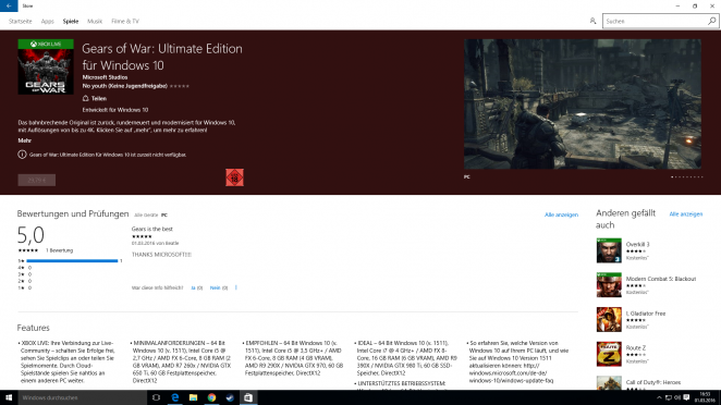 Gears of War: Ultimate Edition - Screenshot aus dem deutschen Windows-Store