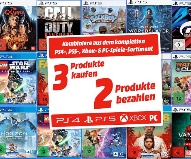 3 für 2: Drei Spiele für PS5, PS4, Xbox oder PC kaufen, nur zwei bezahlen