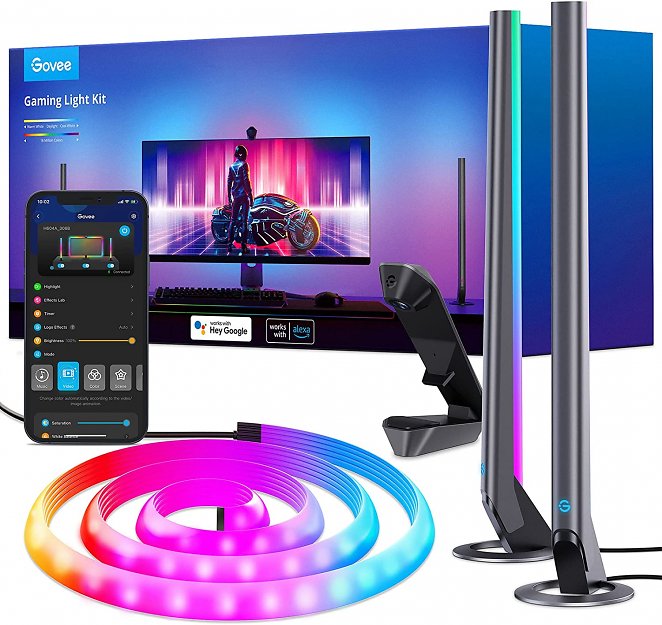 Govee DreamView G1 Pro Gaming Light, Neon LED Strip und Lightbar mit Kamera, WiFi RGBIC Hintergrundbeleuchtung für 24-32 Zoll PC, kompatibel mit Alexa und Google Home, Game-Modi, App-Steuerung