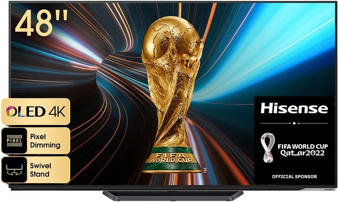 Hisense 48A85H OLED 123cm (48 Zoll) Fernseher, 4K, HDR, Dolby Vision IQ & Atmos, IMAX Enhanced, Filmmaker Mode, 120Hz, Alexa Built-in, Google Assistant, Game Mode Pro, DTS Virtual X, anthrazit [2022 ] [Energieklasse G]