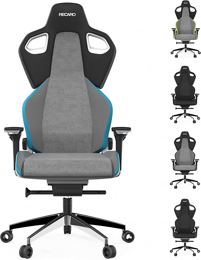 RECARO Exo Platinum Sky | Ergonomischer, hochwertiger Gaming Stuhl | Mit stufenloser Einstellung über Handräder | Made in Germany | Auch als Bürostuhl | TÜV Zertifiziert