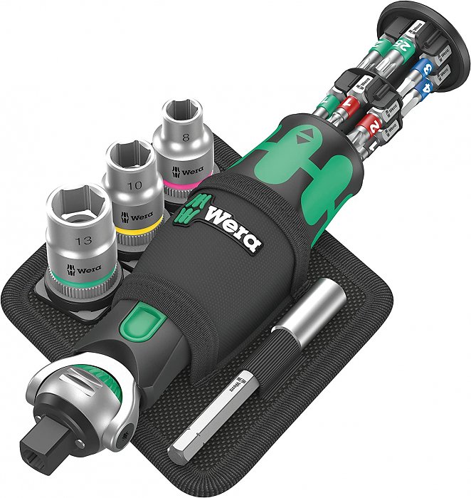 Wera 05004281001 8009 Zyklop Pocket Set 2, Knarren Satz, 18-teilig, Schwarz-grün