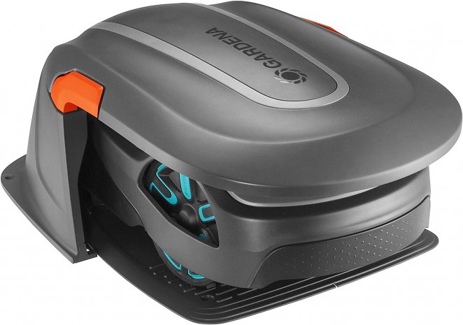 Gardena Garage für Mähroboter: Garage für Rasenmäher, optimaler Sonnen- und Regenschutz für Rasenroboter und Ladestation (15020-20), ‎Schwarz, Anthrazit, Orange, Einheitsgröße