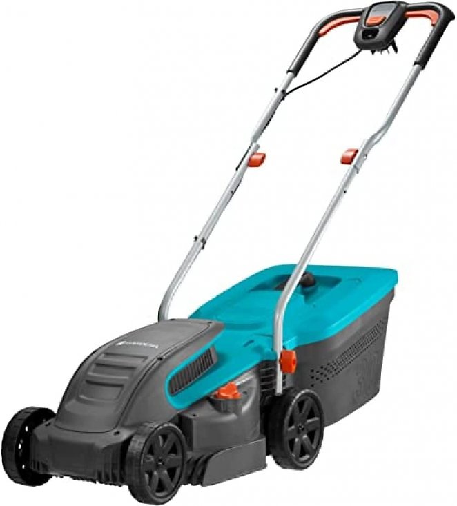 Gardena PowerMax 1200/32 Elektrorasenmäher: Rasenmäher bis 300 m², 32 cm Schnittbreite, 30 l Fassungsvolumen, Schnitthöhe 20-60 mm, ergonomischer Handgriff