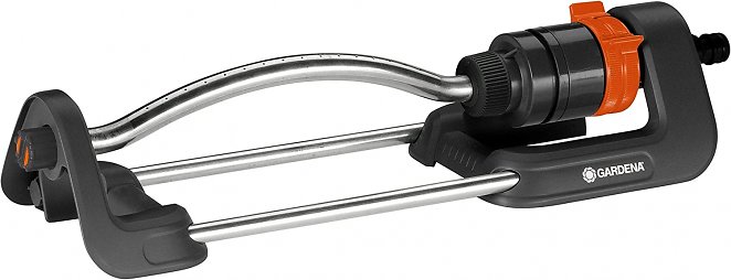 Gardena Viereckregner Aqua S: Rasensprenger zur Bewässerung von Flächen von 90-220 m², Reichweite 7-17 m, Sprengweite max. 13 m, integrierter Metallfilter