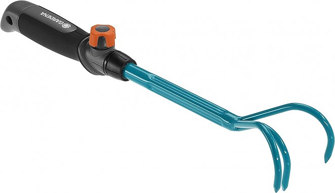 Gardena combisystem-Kleingrubber: 3-Zinken-Gartenkralle zum Lockern und Lüften des Bodens, Arbeitsbreite 7 cm, ergonomischer Griff, Korrosionsschutz