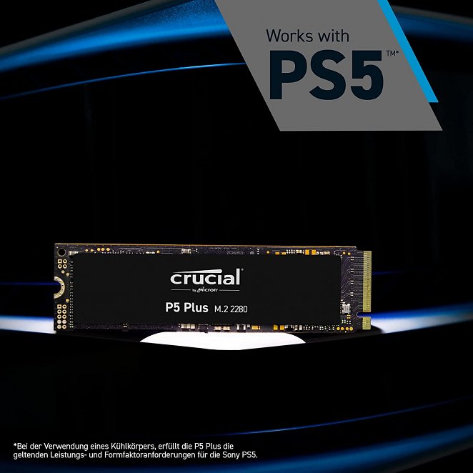 Crucial P5 Plus 2TB PCIe 4.0 3D NAND NVMe M.2 Gaming Solid State Laufwerk, bis zu 6600MB/s