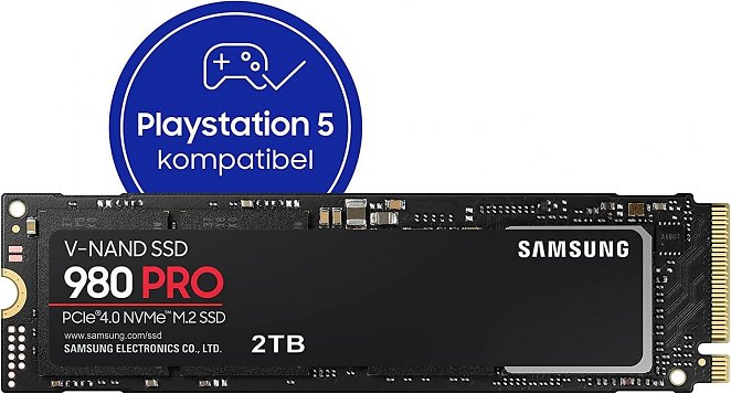 Samsung 980 PRO M.2 NVMe SSD (MZ-V8P2T0BW), 2 TB, PCIe 4.0, 7.000 MB/s Lesen, 7.000 MB/s Schreiben, Internes Solid State Drive, für Gaming und Videoschnitt