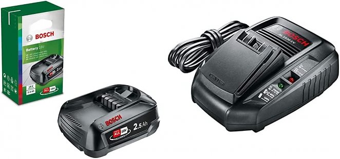 Bosch 18V Ersatz Akku PBA 18 (18 Volt System, 2,5 Ah) + Schnellladegerät (14,4 Volt System, 18 Volt System)