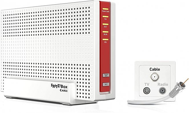 AVM FRITZ!Box 6591 Cable WLAN AC + N Router (DOCSIS-3.1-Kabelmodem, Dual-WLAN Ac+N (MU-MIMO) mit 1733 (5 GHz) + 800 Mbit/S (2, 4 GHz), VoIP-Telefonanlage)