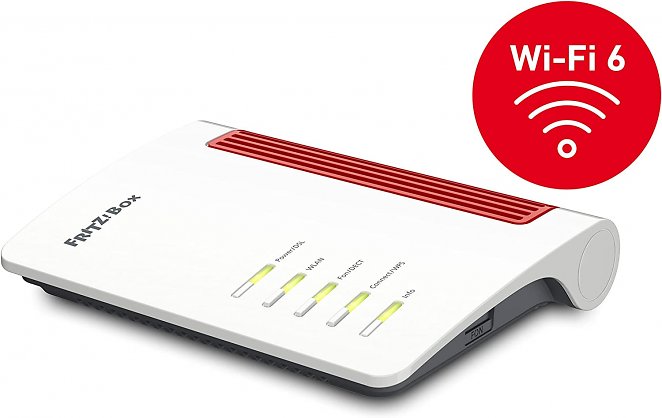 AVM FRITZ!Box 7510 (Wi-Fi 6 Router (WLAN AX), bis zu 600 MBit/s (2,4 GHz), VDSL-Supervectoring 35b bis zu 300 MBit/s, WLAN Mesh, DECT-Basis, Media Server, geeignet für Deutschland)