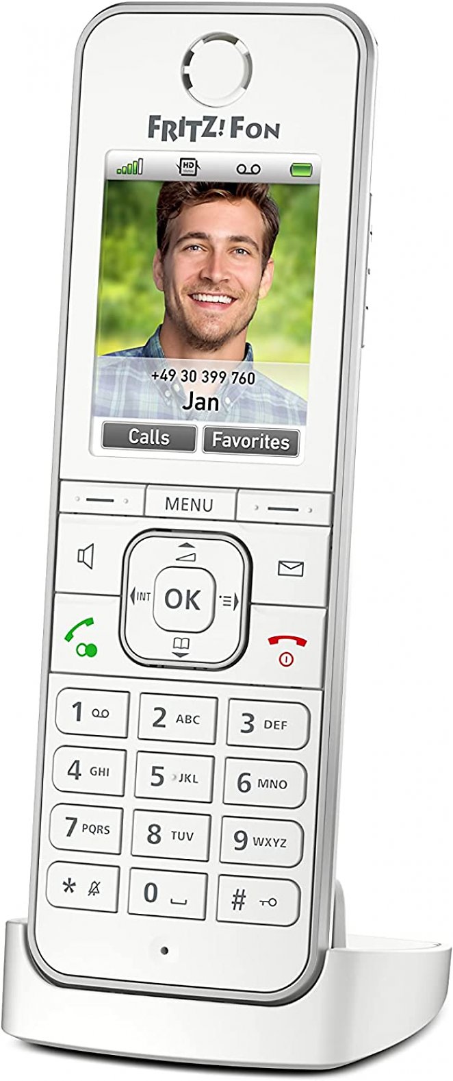 AVM FRITZ!Fon C6 DECT-Komforttelefon (hochwertiges Farbdisplay, HD-Telefonie, Internet-/Komfortdienste, Steuerung FRITZ!Box-Funktionen) weiß, deutschsprachige Version