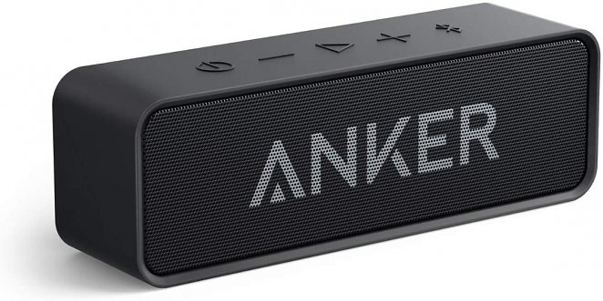 Anker SoundCore Kompakter Bluetooth 4.2 Lautsprecher, 24 Stunden Wiedergabe, Intensiver Bass, Integriertes Mikrofon, kompatibel mit iPhone, iPad, Samsung, Nexus, HTC und mehr (in Schwarz)