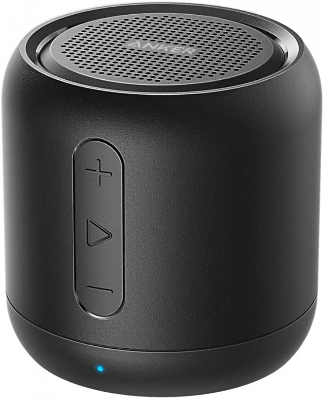 Anker Soundcore mini Bluetooth, Kompakter Lautsprecher mit 15 Stunden Spielzeit, Fantastischer Sound, 20 Meter Bluetooth Reichweite, FM Radio und intensiver Bass(Schwarz)