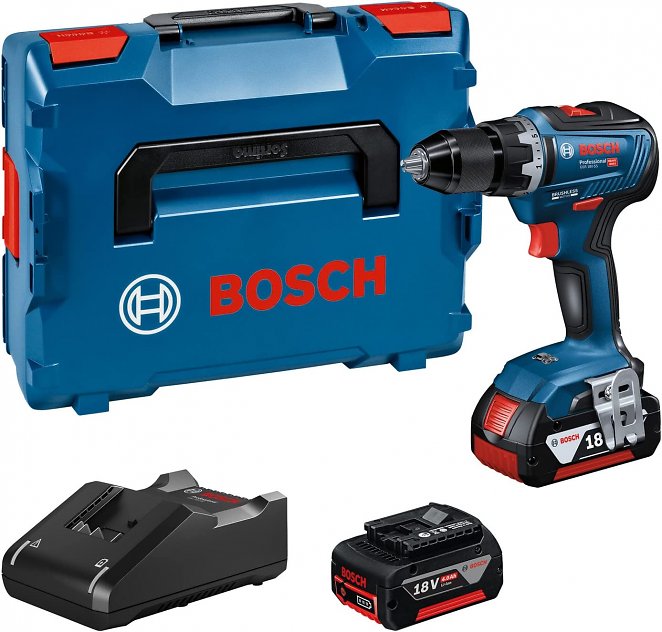 Bosch Professional Akkuschrauber GSR 18V-55 (2x 4,0 Ah Akku, GAL 18V-40, 18 Volt System, max. Drehmoment: 55 Nm, in L-BOXX)