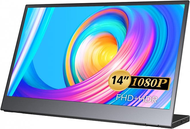 EVICIV Portable Monitor, 14″ tragbarer USB C Monitor 1920 * 1080 Full HD IPS Gaming Monitor 100% SRGB IPS Externer Mobiler Bildschirm mit HDMI/Typ-C/USB-C, für Laptop/PC/Mac/PS4/Xbox/Telefon-Silber
