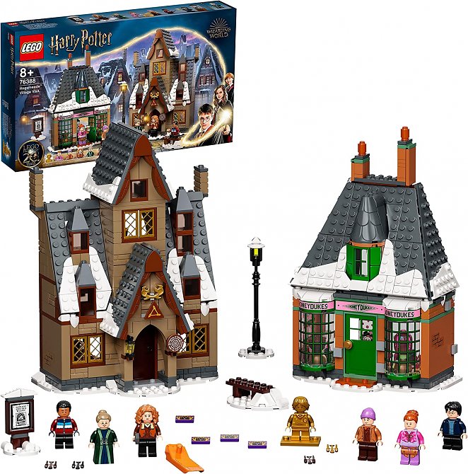 LEGO 76388 Harry Potter Besuch in Hogsmeade Spielzeug für Jungen und Mädchen ab 8 Jahre, Set zum 20. Jubiläum mit Ron als goldene Minifigur