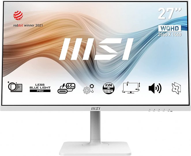 MSI Modern MD272QPWDE 27 Zoll Business Monitor, WQHD (2560x1440), 75 Hz, IPS Panel, USB-C 65 W, Weiß, 27 Zoll/WQHD