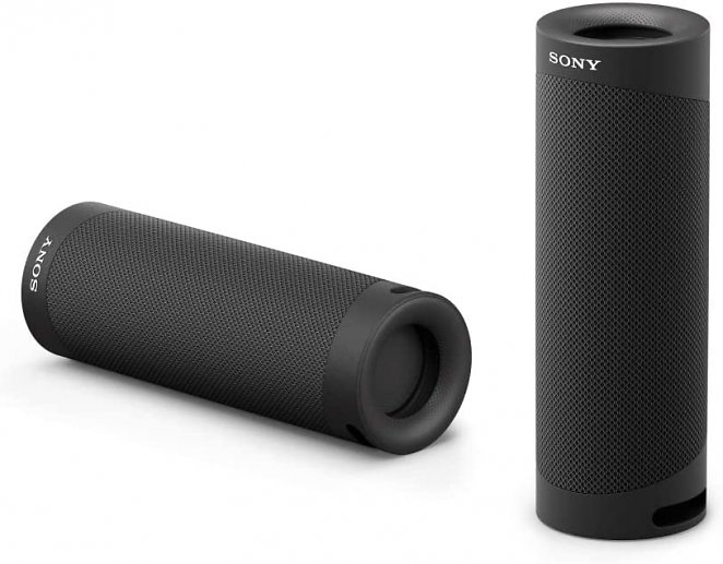 Sony SRS-XB23 tragbarer, kabelloser Bluetooth Lautsprecher (12h Akkulaufzeit, wasserabweisend, Extra Bass), schwarz