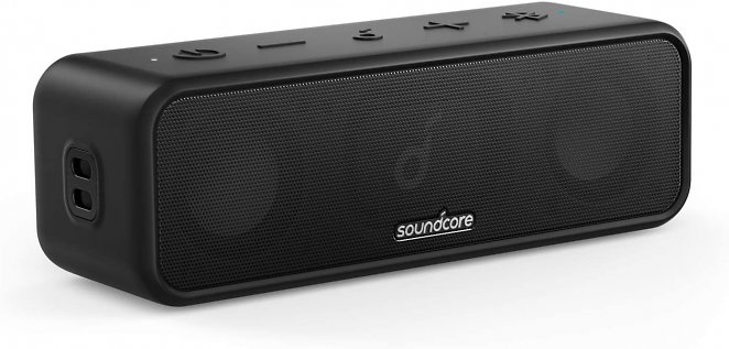 Soundcore 3 Bluetooth Lautsprecher, Stereo-Sound, Audiotreiber mit Titan-Membran, PartyCast, BassUp, 24 Stunden Akku, IPX7 Wasserschutz, individueller EQ, für Zuhause, Draußen, Garten