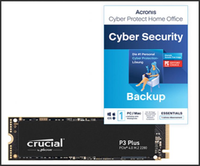 Crucial P3 Plus M.2 PCIe 1TB SSD inkl. Acronis Cyber Security
