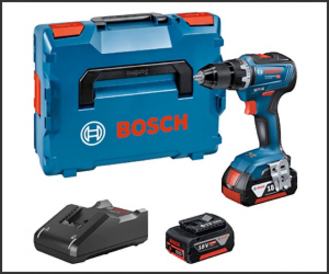 Bosch Professional Akkuschrauber GSR 18V-55 (2x 4,0 Ah Akku, GAL 18V-40, 18 Volt System, max. Drehmoment: 55 Nm, in L-BOXX)