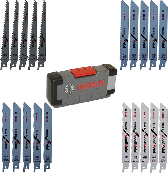 Bosch Professional 20tlg. Säbelsägeblätter ToughBox for Wood and Metal (für Holz und Metall, Zubehör Säbelsäge)