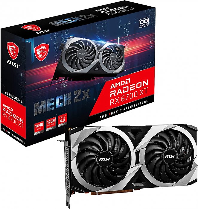 MSI Radeon RX 6700 XT MECH 2X 12G OC Grafikkarte '12GB GDDR6, AMD, 3X DisplayPort, HDMI, Dual Fan Cooling System'