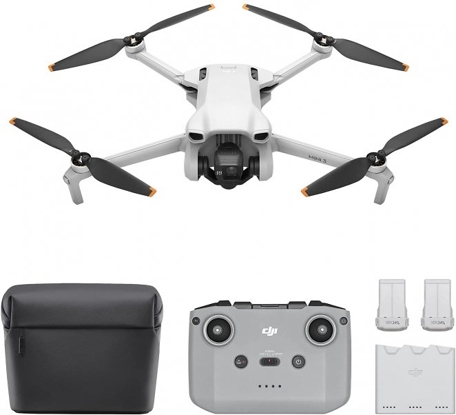 DJI Mini 3 Fly More Combo - Leichte und faltbare Mini-Kameradrohne mit 4K HDR-Video, 38 min Flugzeit, echten vertikalen Aufnahmen und intelligenten Funktionen
