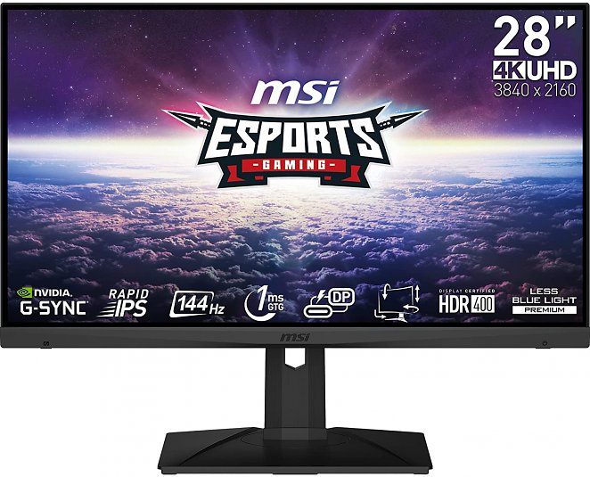 MSI MAG281URFDE 28 Zoll 4K Gaming Monitor, UHD (3840x2160), 144 Hz, 1 ms, Rapid IPS Panel, HDR400, schwarz