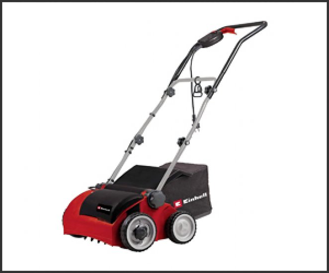 Einhell Elektro-Vertikutierer-Lüfter RG-SA 1433 (1400 W, 33 cm Arbeitsbreite, 3-fach höhenverstellbar, 28 l, empfohlen für Flächen bis 400 m²), Schwarz/Rot