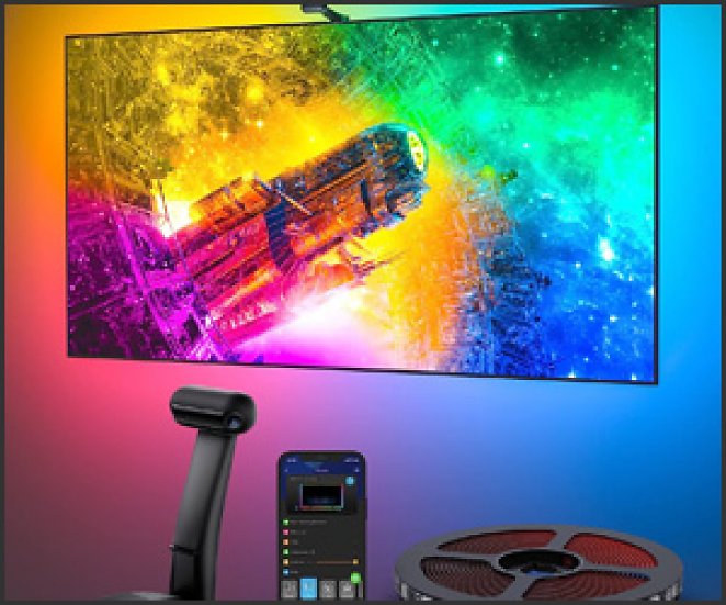 Govee Envisual TV Hintergrundbeleuchtung T2 mit Dual-Kamera für 55-65 Zoll Fernseher und PC, RGBIC WiFi TV LED Hintergrundbeleuchtung kompatibel mit Alexa und Google Assistant, doppelte Lichtperlen
