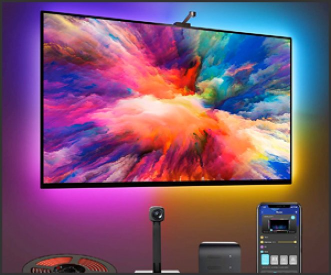 Govee TV LED Hintergrundbeleuchtung, DreamView T1 WiFi TV Hintergrundbeleuchtung mit Kamera für 55-65 Zoll TV und PC, RGBIC LED Strip kompatibel mit Alexa und Google Assistant, App-Steuerung
