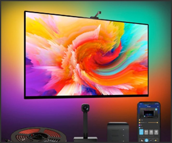 Govee TV LED Hintergrundbeleuchtung, DreamView T1 WiFi TV Hintergrundbeleuchtung mit Kamera für 75-85 Zoll TV und PC, RGBIC LED Strip kompatibel mit Alexa und Google Assistant, App-Steuerung