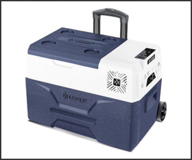KESSER Kompressor Kühlbox elektrisch Gefrierbox, 30 Liter Mit APP-Steuerung USB-Anschluss 12/24 V 230V, Teleskopstange Räder Kühlschrank Kühlung bis -20 °C für Auto, LKW, Boot, Reisemobil, Camping