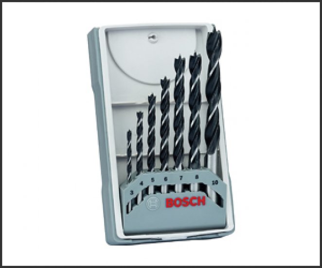 Bosch Professional 7tlg. Holzspiralbohrer-Set (für Weich- und Hartholz, Ø 3-10 mm, Zubehör Bohrschrauber und Bohrständer)